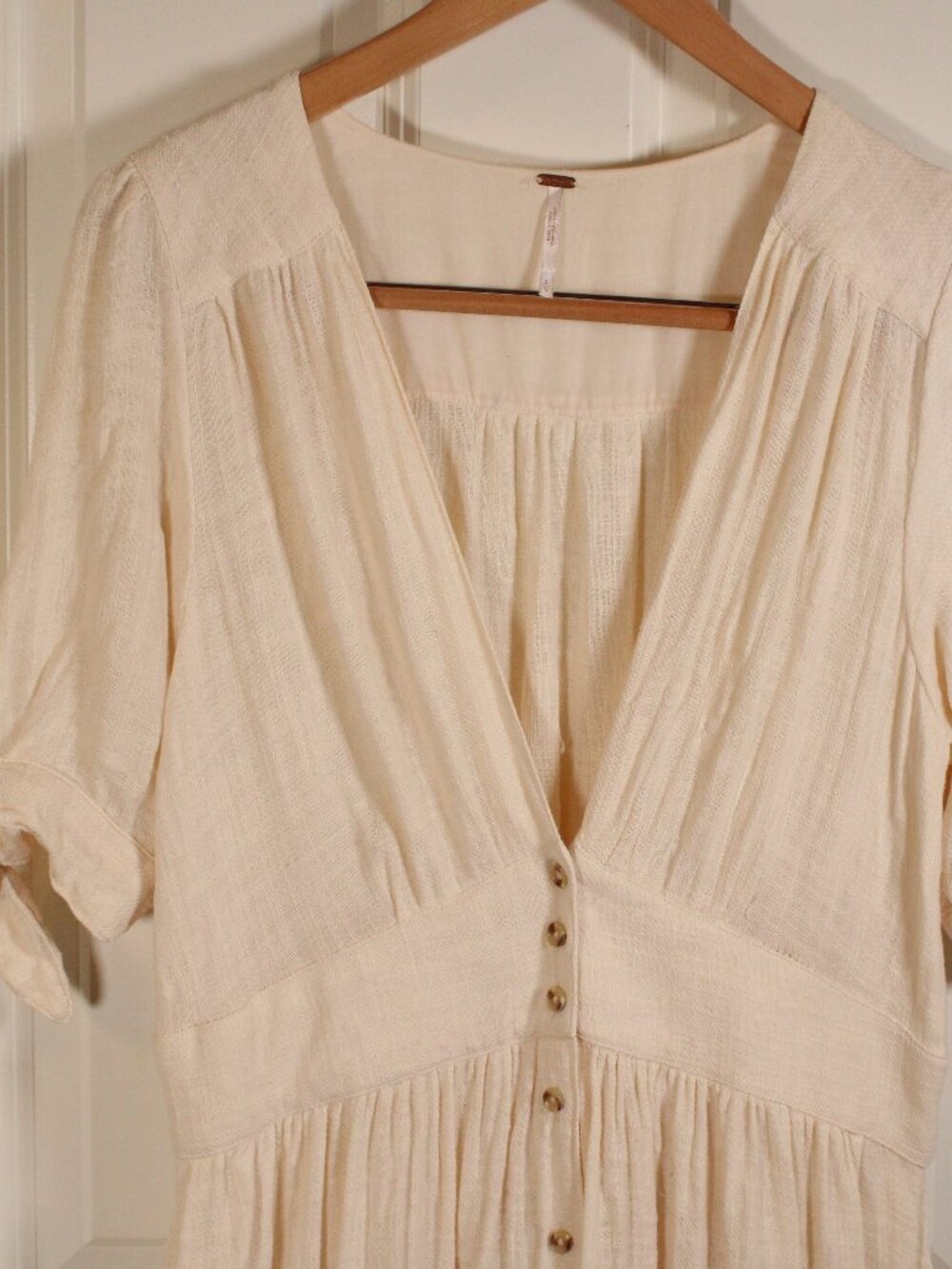 Free People Love of my life midi dress cream dress size large - Picture 2 of 6